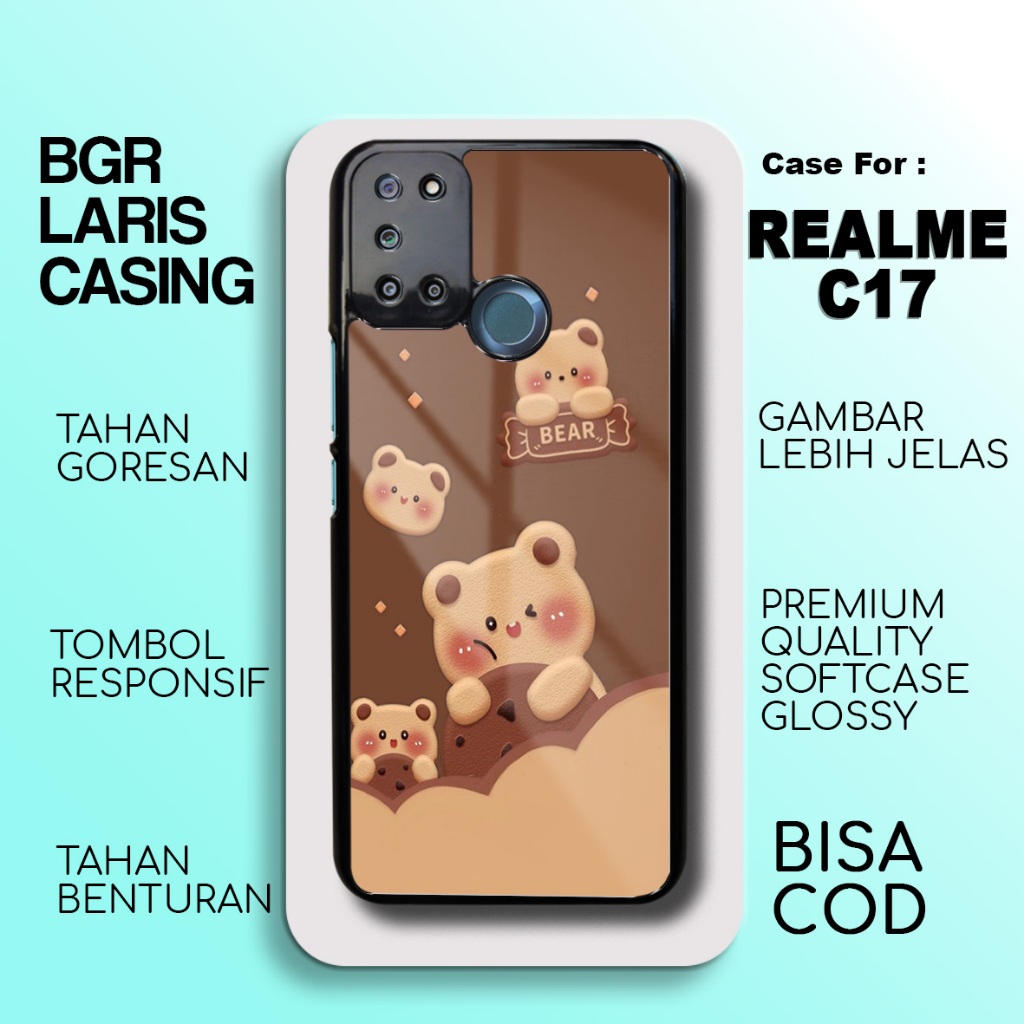 Case Realme C17 Terbaru - Realme C17 - Motif Beruang cute - Hardcase Premium Glossy - Softcase Hp Re