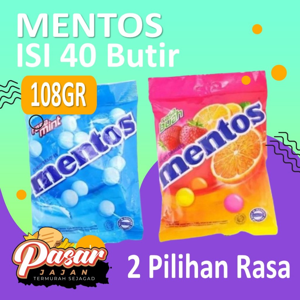 

Permen Mentos Pack Isi 50 Butir / Isi 40 Butir 108 Gr / Permen Jadul