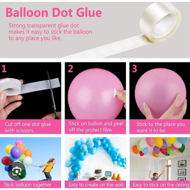 Lem Balon Ulang Tahun / Lem Perekat Balon ke Dinding / Glue Dot Lem Balon Double Tape