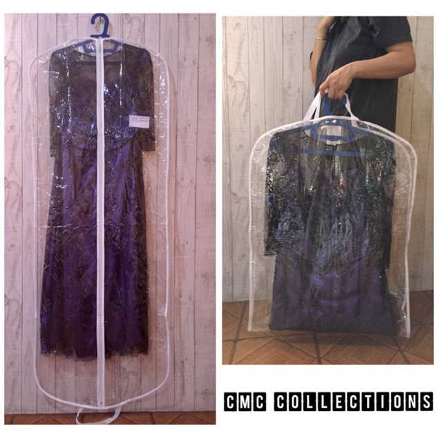 DISKON BESAR Cover tas gaun plastik mika  sarung tas baju pengantin  cover gantungan gaun  pelindung