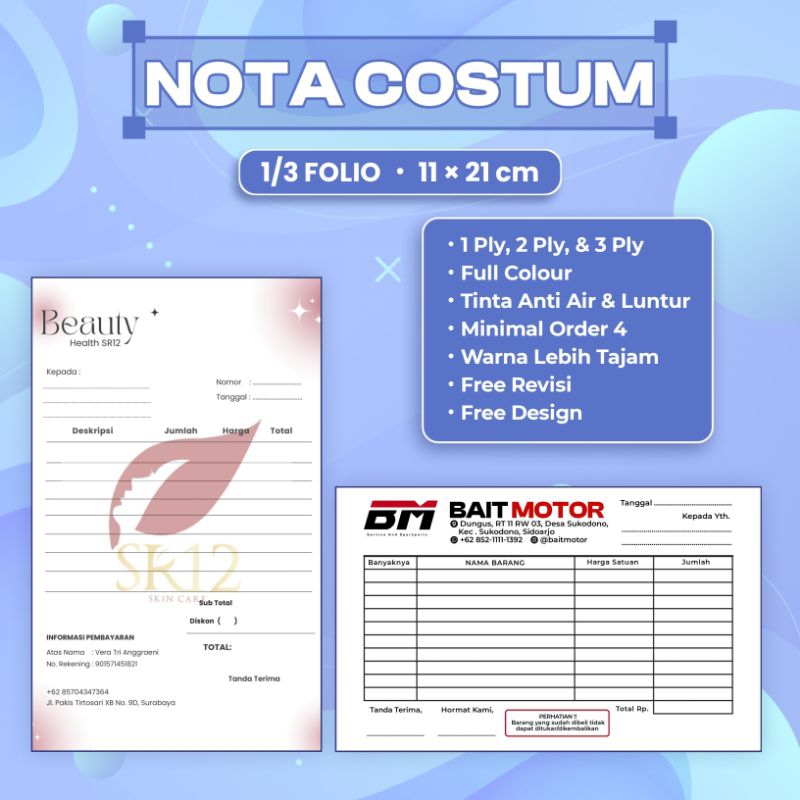 

Cetak Nota Custom Ukuran 1/3 Folio Free Desain