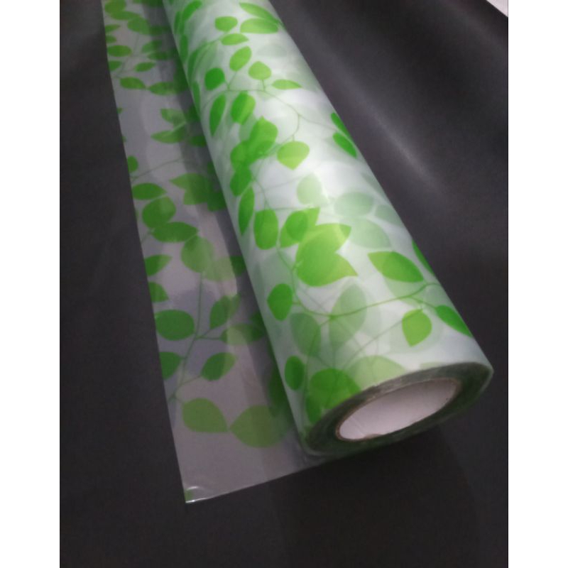 STIKER STICKER SKOTLET KACA WALLPAPER MOTIF DAUN HIJAU