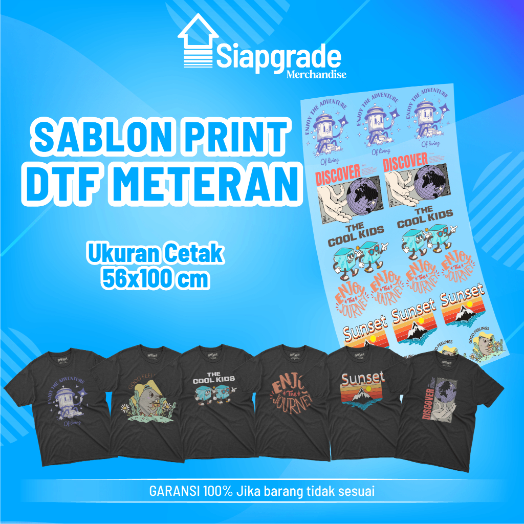 

CETAK DTF / SABLON DTF METERAN TINGGAL PRESS /TINGGAL SETRIKA UKURAN 57 CM MURAH