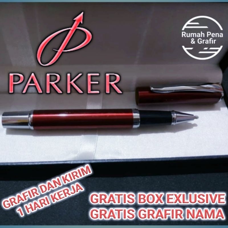 

Bollpoint Mewah Exlusive BP Parker Red Stainless Clip Gratis Grafir Nama dan Box Exlusive