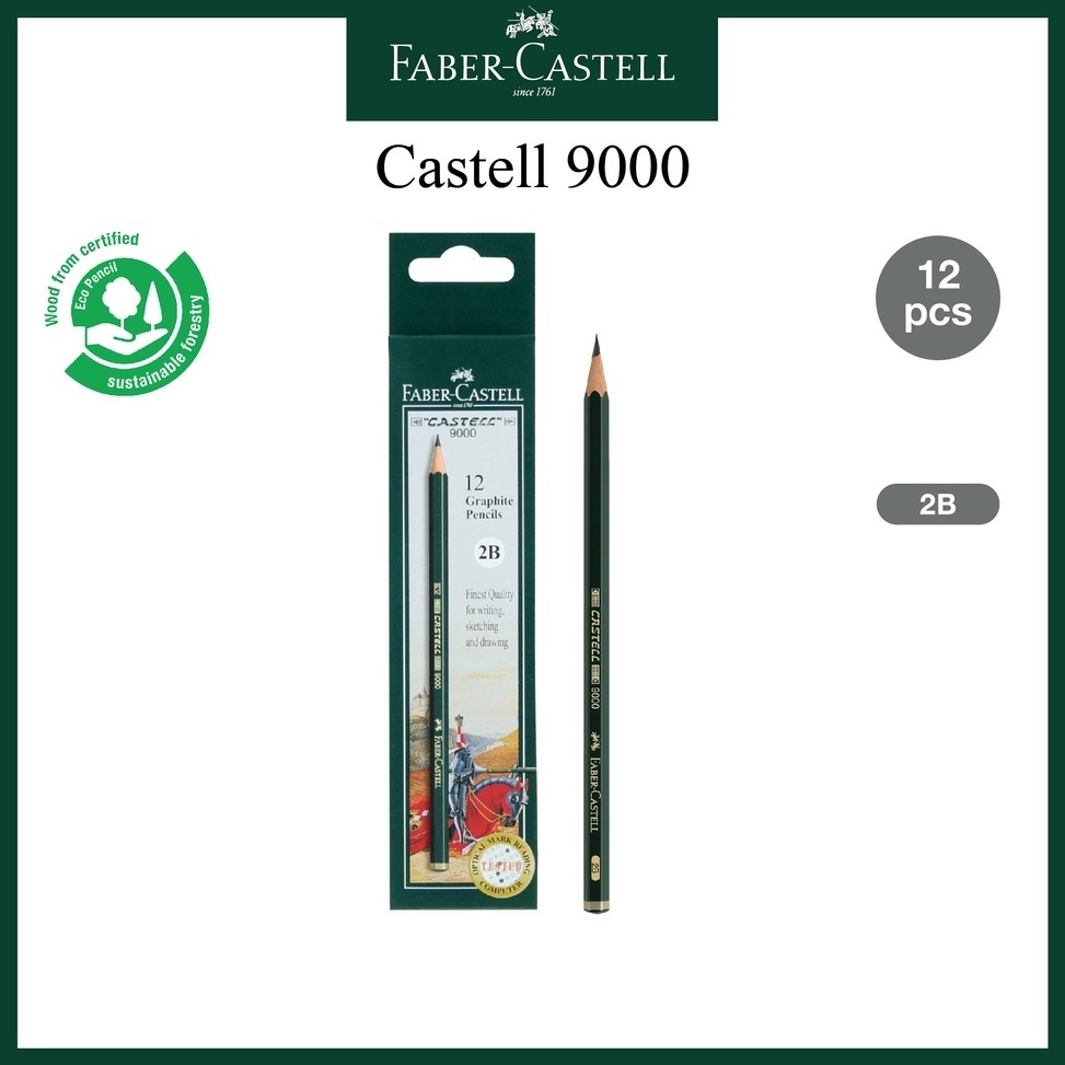 

KODE A9W9 Faber Castell Pensil 2B B 3B 4H 6 H Castell 9 Untuk Ujian dan Menggambar Per Box Isi 12pcs