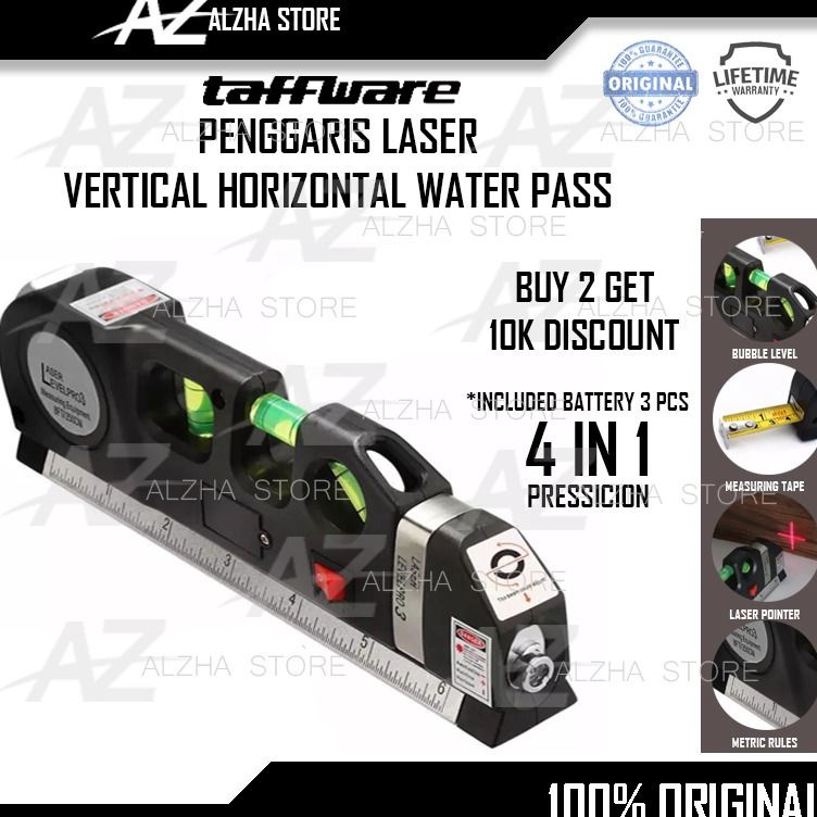 

KODE B1T5 BEST QUALITY PENGGARIS LASER VERTICAL HORIZONTAL WATERPASS TAFFWARE