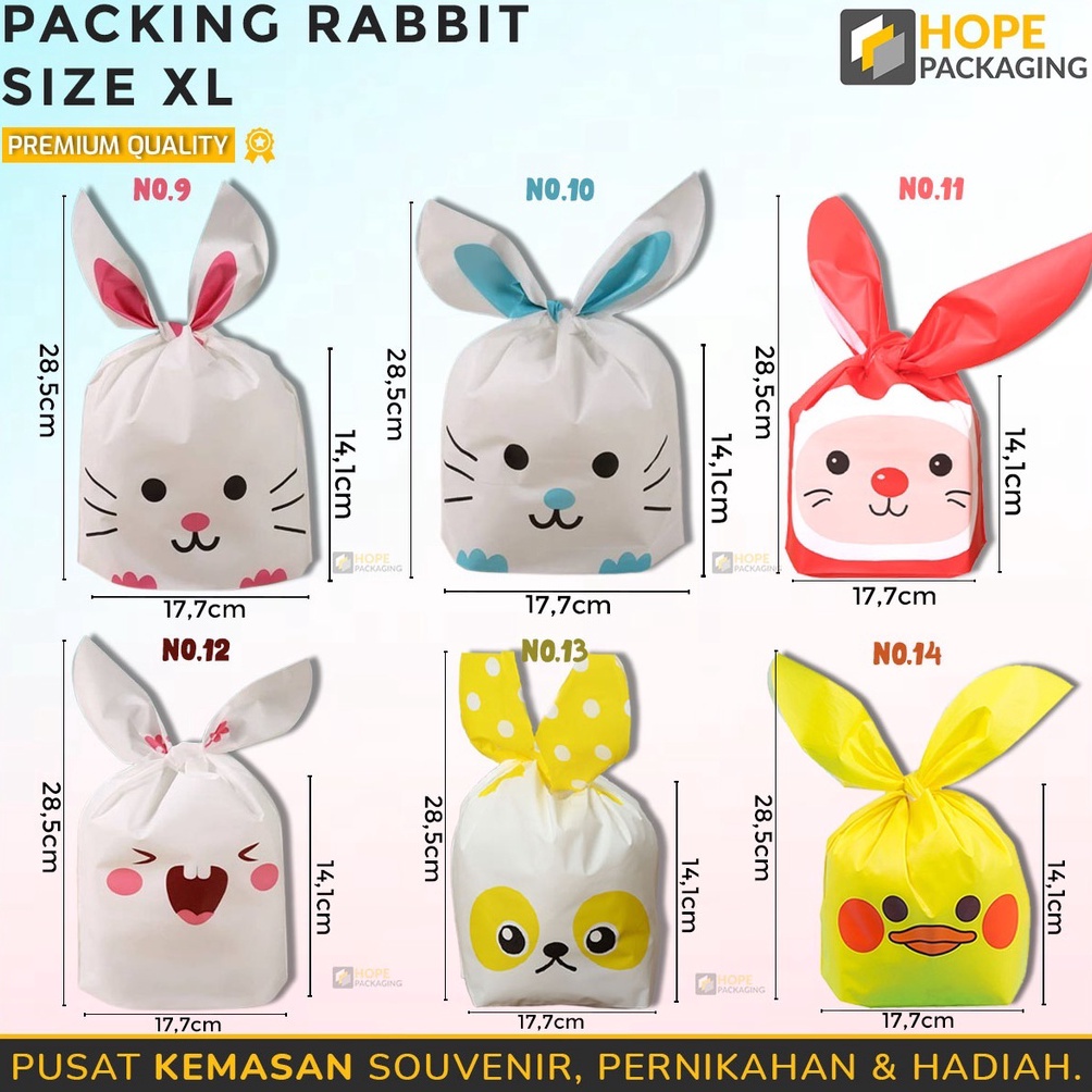 

DAPATKAN Harga 5 pcs Packing Rabbit Ear UkXL Plastik Cookies Kemasan Kue Snack Ultah Lucu Packaging Bunny Kelinci