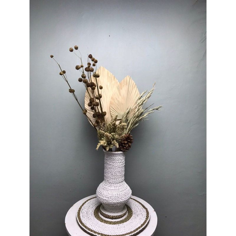 PAKET BUNGA KERING AESTHETIC /PAKET BUNGA KERING DAN VAS / DAUN KERING RUSTIC/PAKET BUNGA DAN VAS/De