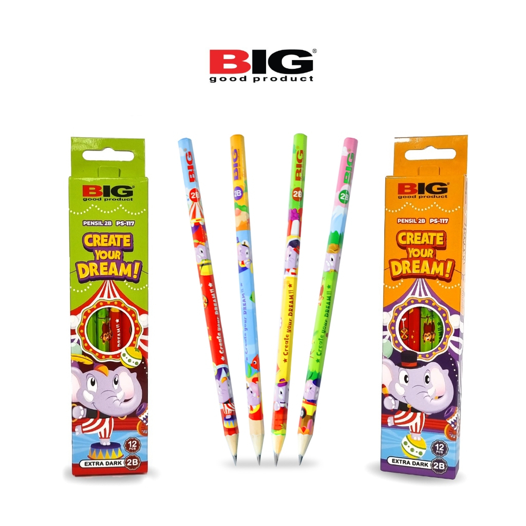

Pensil Big 2B Karakter Seri Bum Elephant Graphite Pencil Extra Dark