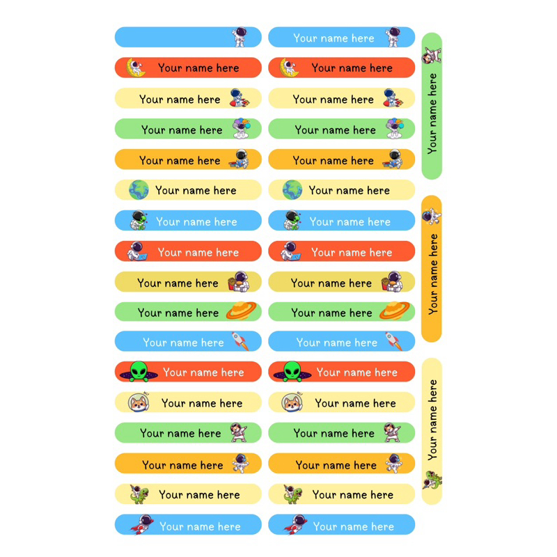 

(isi 44pcs) sticker nama anak pensil alat tulis sekolah tema animal astronot laki / perempuan boy / girl