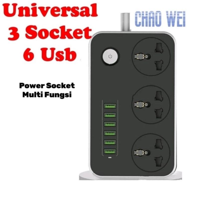 Stop Kontak Colokan Listrik 3 Socket 6 USB Multi Fungsi Serbaguna