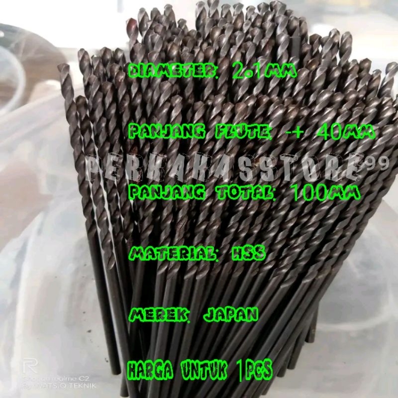 drill mata bor 2.1mm long 100mm hss mata bor besi bor long 2.1 × 100 mm japan bekas mulus utuh