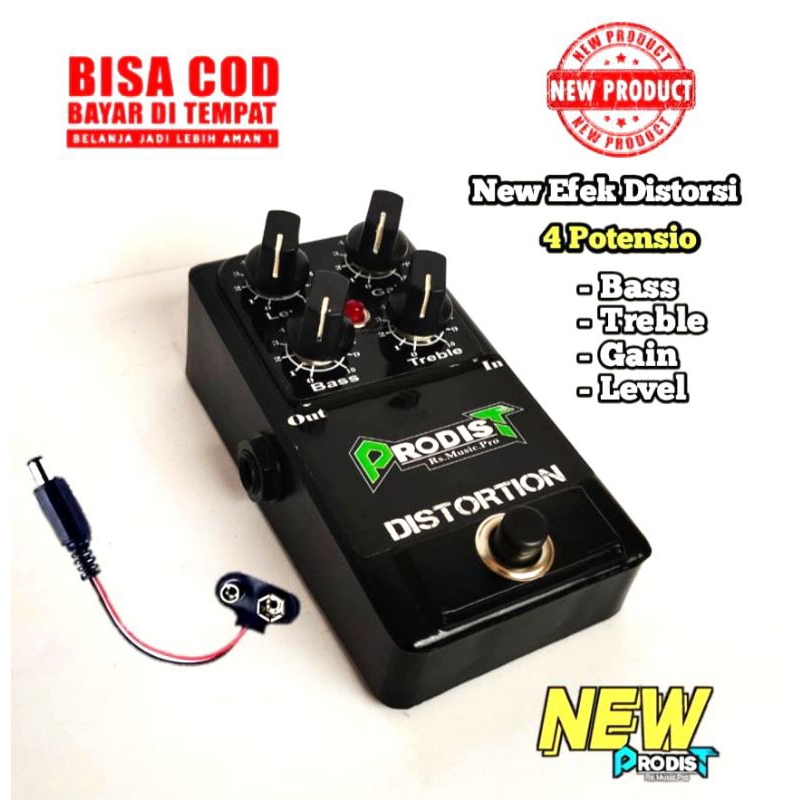 Efek Gitar Distorsi Pedal Efek Gitar Distorsi 4PH Bonus Klip Batre & Pick Gitar