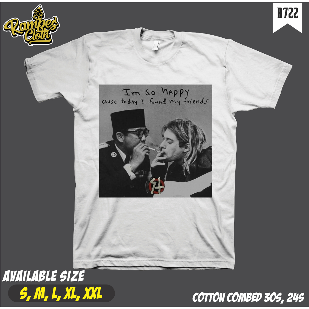 Kaos Distro Soekarno x Kurt Cobain // Kaos Soekarno // Kaos Kurt Cobain 30s Premium R722