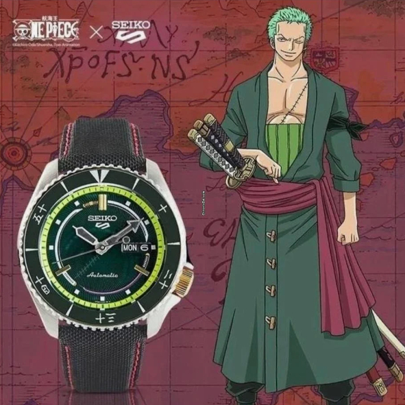 Jam tangan seiko 5 sports x one piece zoro automatic black