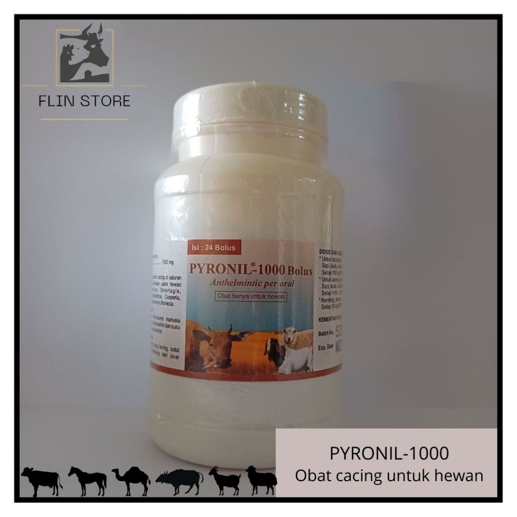 Pyronil 1000 (Isi 24 Bolus) Pyridam – Obat cacing untuk ruminansia