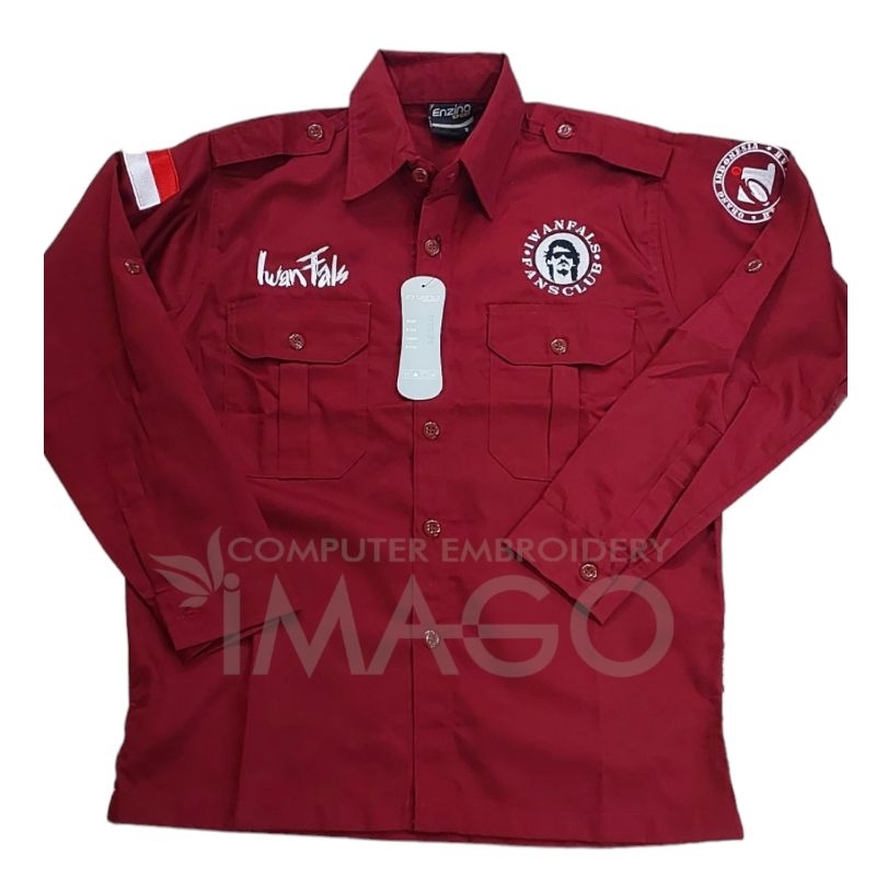 Kemeja Custom Logo IWAN FALS Bordir Komputer Lengan Panjang