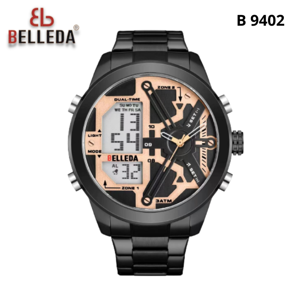 Jam Tangan Pria BELLEDA 9402 Original Stainless Steel Dual Time Anti Air Men Watch √SALLU WATCH