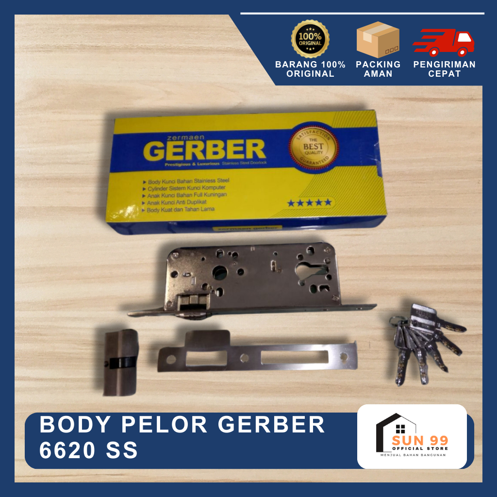 Body Pelor GERBER 6620 SS / Body Kunci Gerber Stainless / Body Kunci Pintu PElor Gerber Stainles