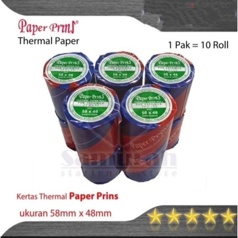 

Paperpryns Thermal Paper 58 mm x 48 mm / Kertas Struk Kasir - Dus isi 10 Pack