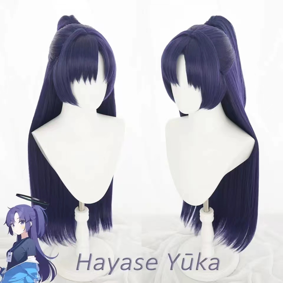 Hayase Yuuka sportswear ver Purple single ponytail Cosplay Wig Blue Archive Heat Resistant Synthetic