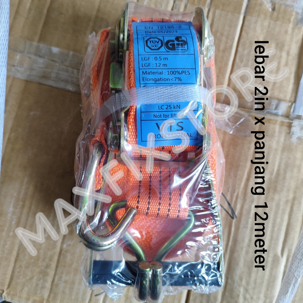 Rachet Tie Down Tali Krek Lashing Cargo 2 Inch x 12m