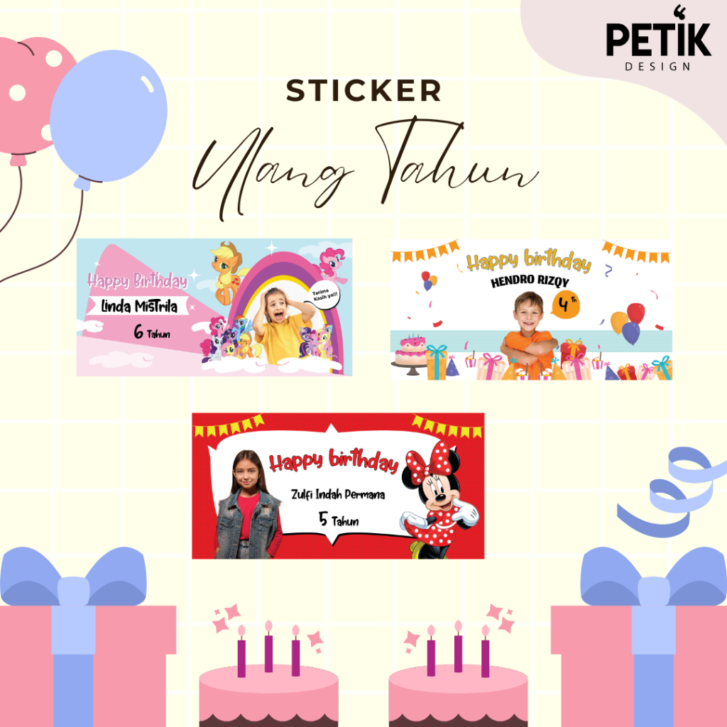 

Sticker Ulang Tahun Anak Custom Isi 20 pcs