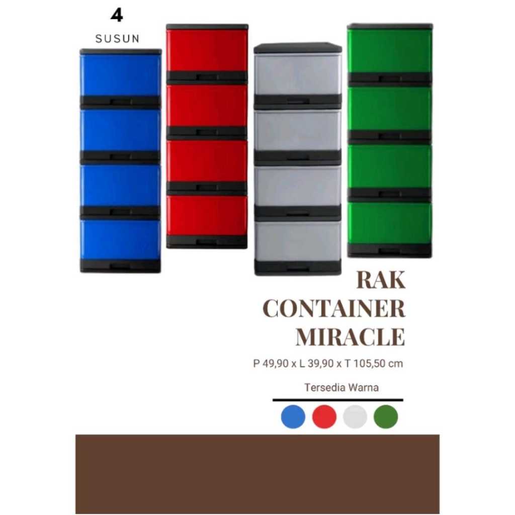 RAK CONTAINER SUSUN 4 MIRACLE | LEMARI LACI PLASTIK KABINET JUMBO