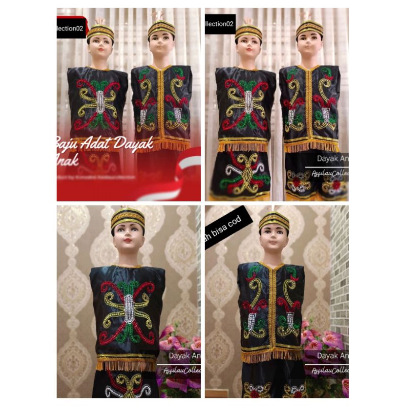 baju adat Dayak anak/pakaian adat Dayak ukuran anak-anak pria/wanita