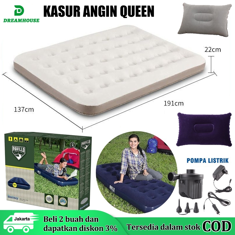 Air Bed/Kasur Angin Queen/kasur angin intex/kasur angin camping/kasur angin otomatis viral/kasur