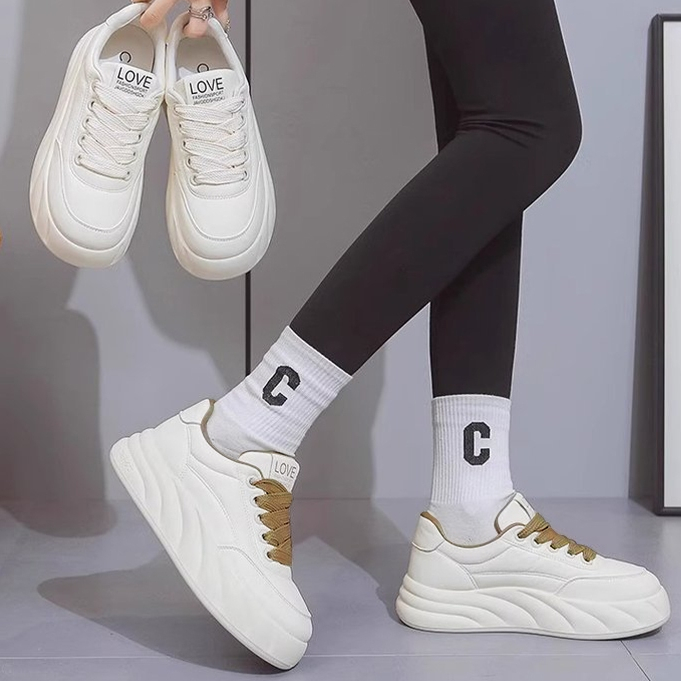 Sepatu Putih Wanita Tali Kasual Sneakers Cewek Polos Kekinian Sepatu Sneaker Perempuan SP-341