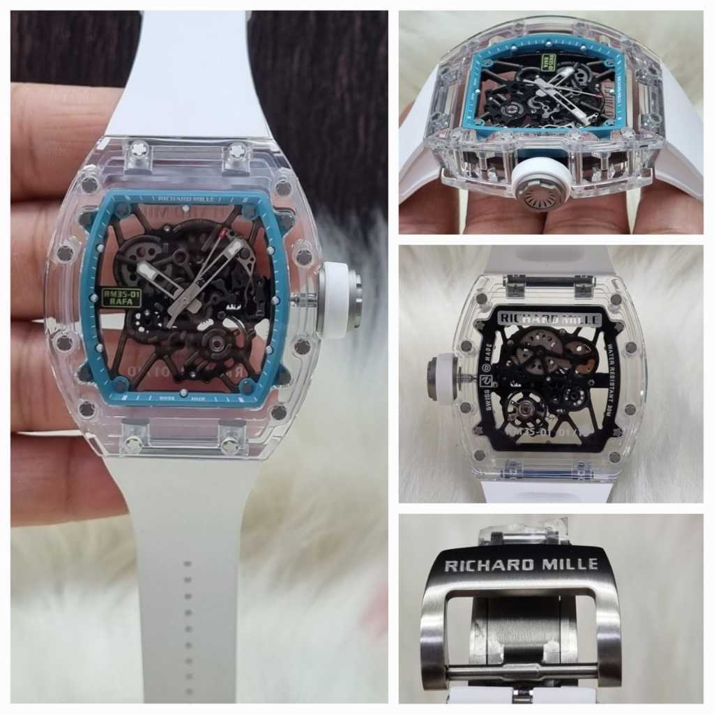 JAM TANGAN RICHARD MILLE CLONE 1:1 RM 35-01TRANSPARANT LIMITED EDITION FULLSET BOX / NEW MEN LUXURY 