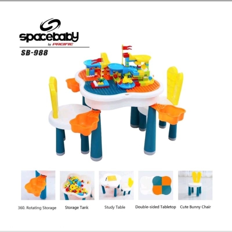 Spacebaby Meja Main Anak Multifungsi 6in1 Free Lego