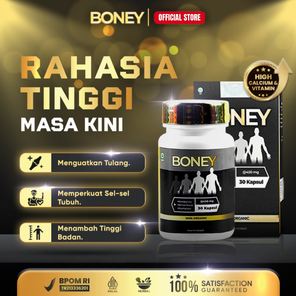 TERLARIS BONEY KAPSUL PENINGGI HERBAL NAIK 5-15 CM / BANTU TINGGIIN BADAN / KAPSUL PENINGGI SUPER NO