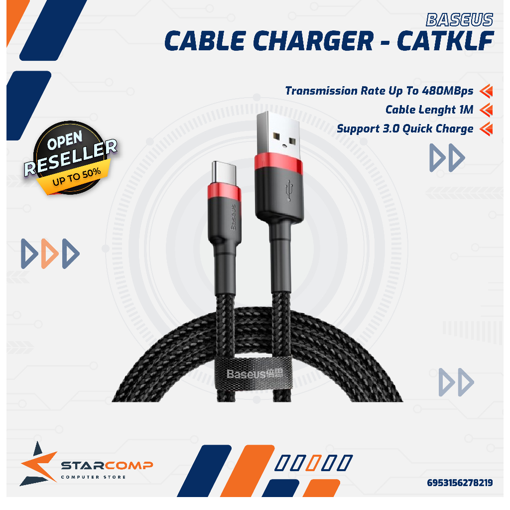 BASEUS CATKLF Kabel Charger Nylon Cafule 50CM/1M QC 3.0 USB Type A to C