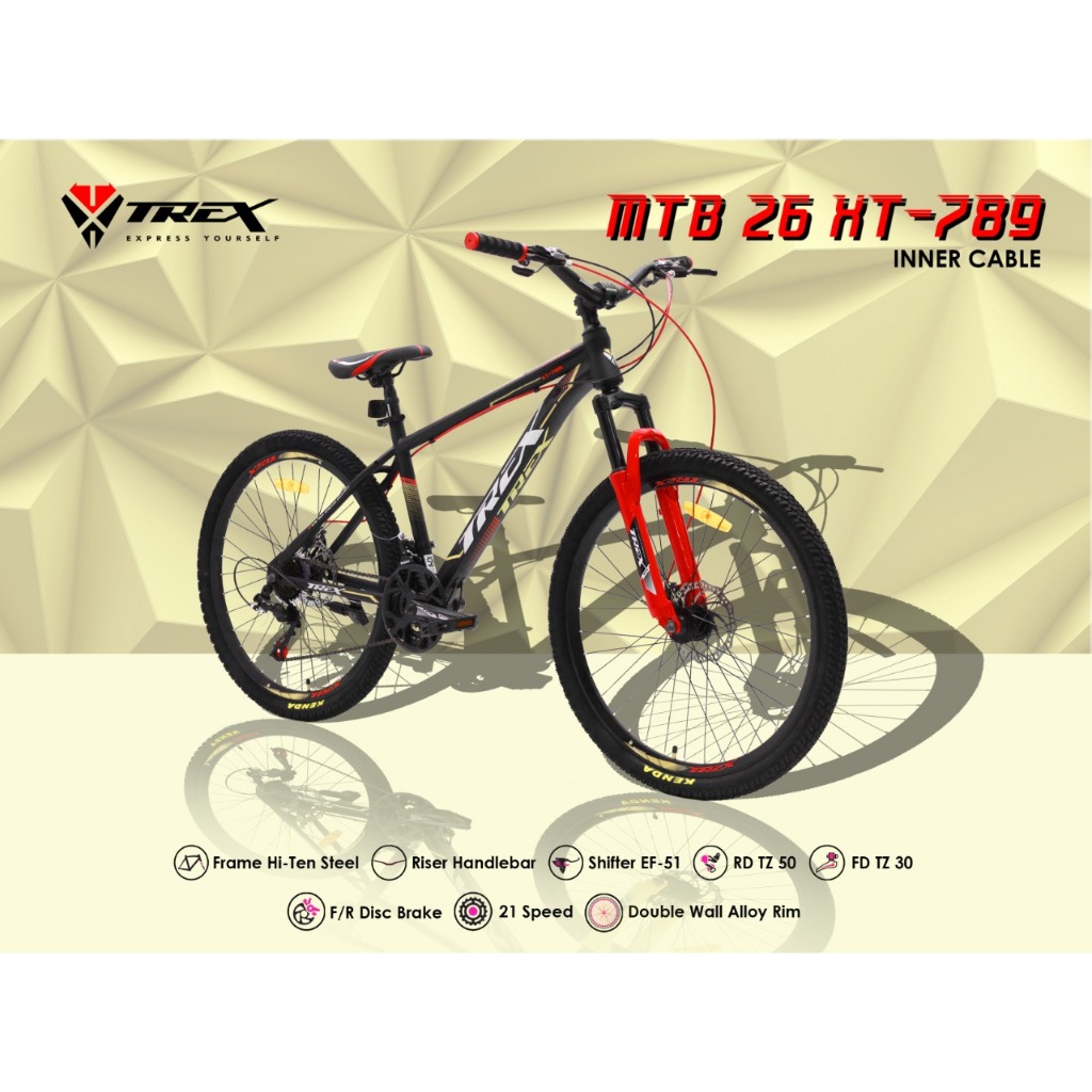 Sepeda Gunung MTB 26 Inch Trex XT 789 Kabel Dalam 21 Speed