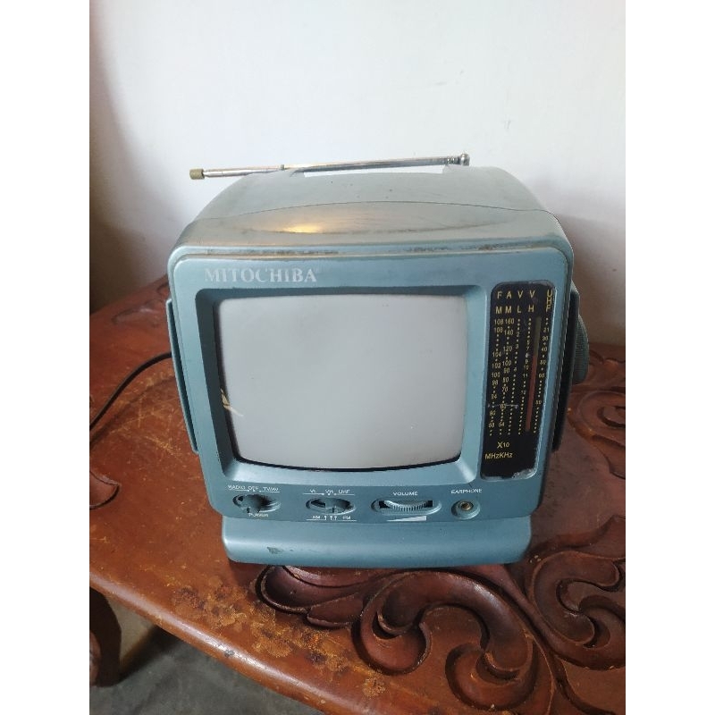 tv radio mini jadul warna biru original vintage
