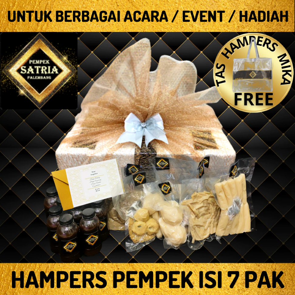 

Hampers hadiah ulang tahun gift kado parcel parsel pempek mpek empek Satria Frozen beku isi 7 Pack