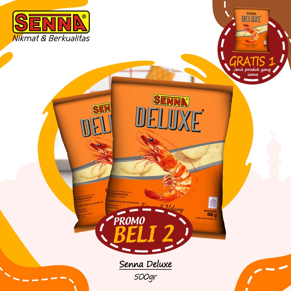 

Kerupuk Senna Deluxe Udang 500gr PROMO BELI 2 GRATIS 1