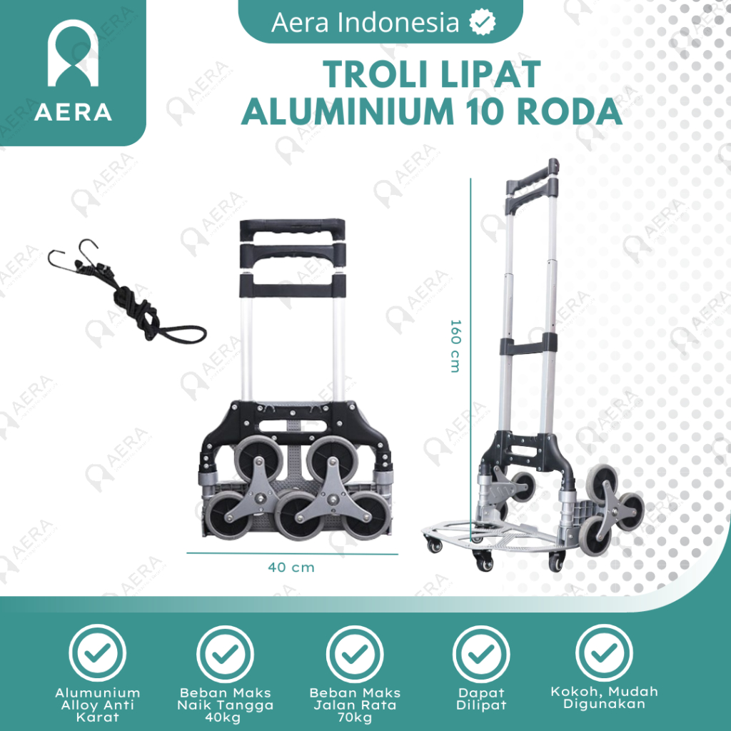 Troli Lipat Aluminium Serbaguna 10 Roda | Troli Galon Gas | Troli Pengangkut Barang | Trolley Lipat