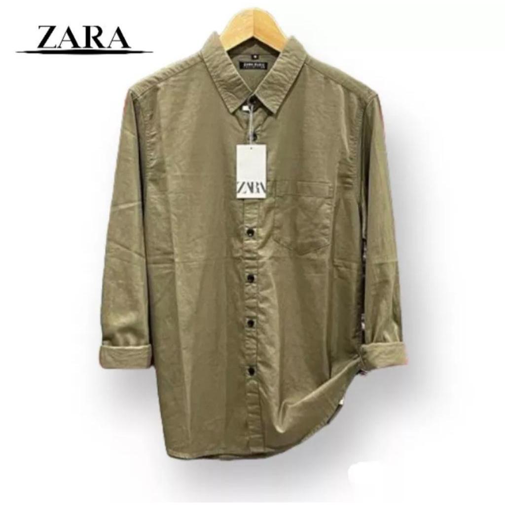Kemeja Lanjang Pria Polos Baju Kemeja Atasan Pria ZARA Kuality Premium-Putih M