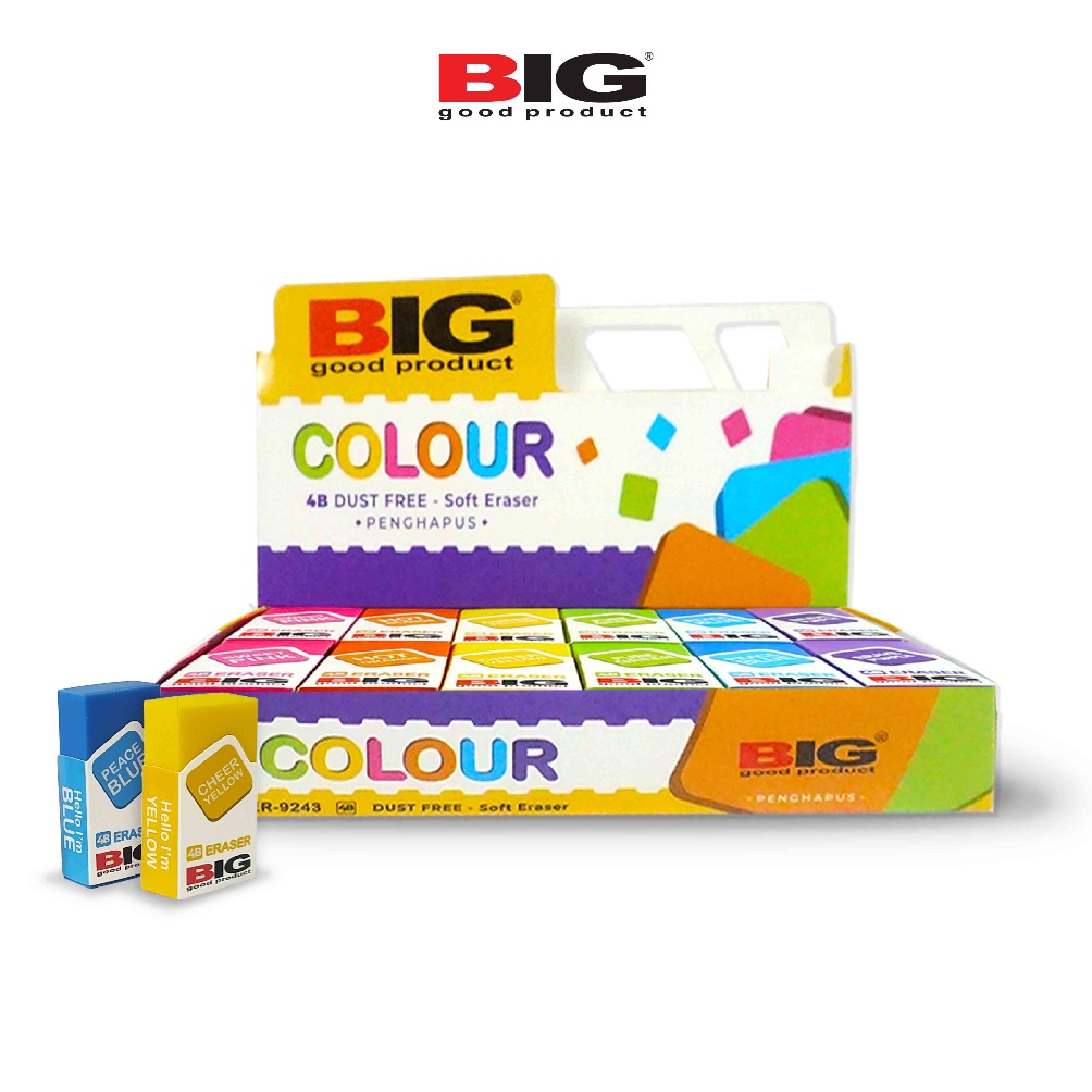 

KODE W4P8 24 Pcs BIG Penghapus Eraser Pensil Warna Warni Besar Dust Free ER9243