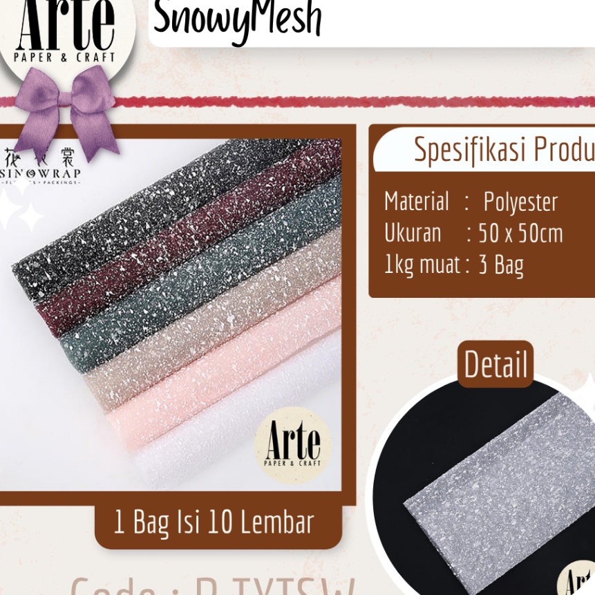 

KF7 1 Roll Snow Mesh Total 5 Meter Buket Korea Pembungkus Bunga Kain Salju Flower Wrapping Paper Kado Roll Arte Grosir Jakarta PTXTSW