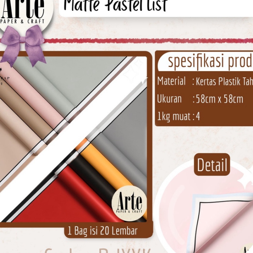 

Terjangkau 2 Lembar Cellophane Matte Pastel List Kertas Buket Korea Bunga Flower Wrapping Paper Kado Arte Grosir Jakarta PJYXK