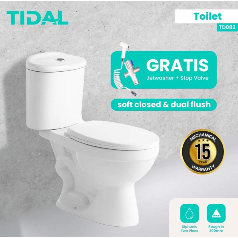 Toilet / Closet Tidal Duduk Bonus Bidet dan Tee stop kran Stainless