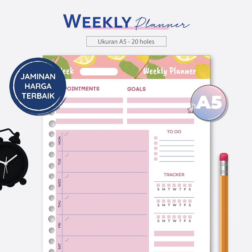 

Bukuqu A5 Loose leaf - L228 Weekly Planner Pink Kertas Binder