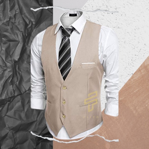 KODE R9S7 Faith  Rompi Jas Dewasa Warna Cream Rompi Pria Dewasa Vest Pria Rompi Jas Dewasa