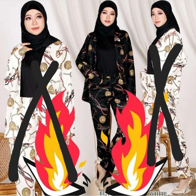 setelan blazer kantor kulot wanita high quality