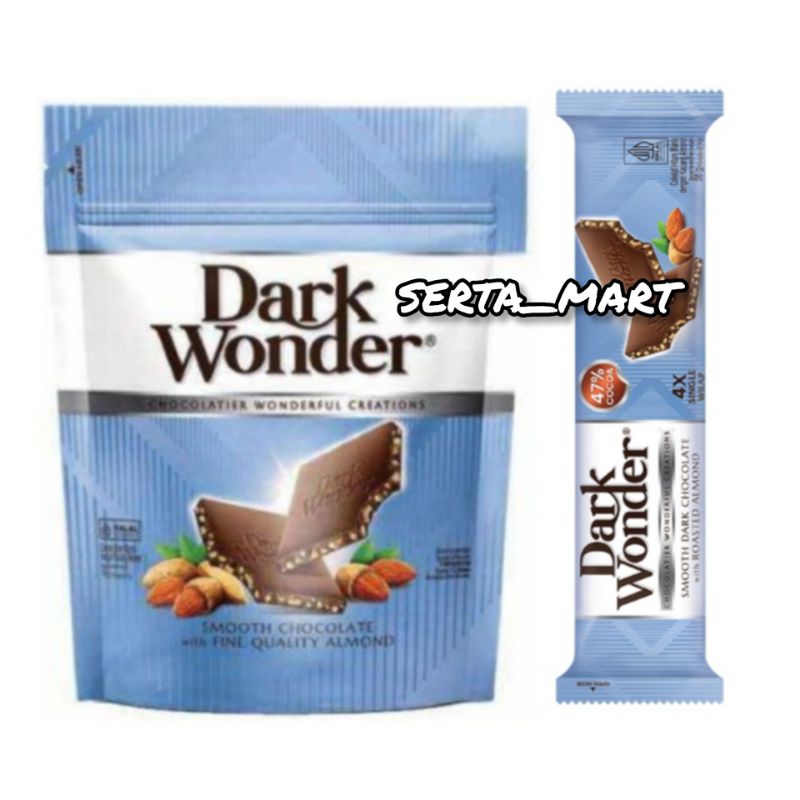

Dark Wonder Cokelat Almond Bar 56gr - Dark Wonder Dark Chocolate Pouch 140gr