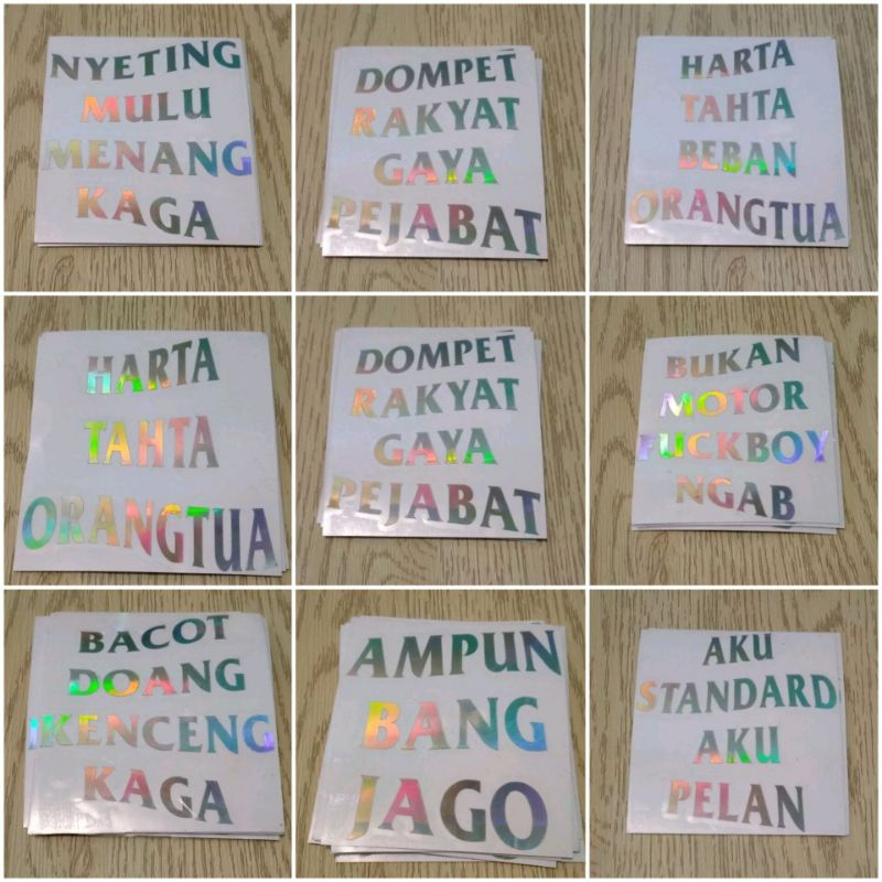 

Sticker Viral Kata Kata Lucu Meme Hologram Stiker Cutting Harta Tahta Dll